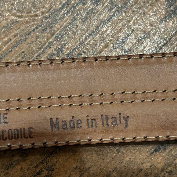 DKNY Black Genuine Caiman Crocodile Belt Made in Italy Size Small - Picture 5 of 9